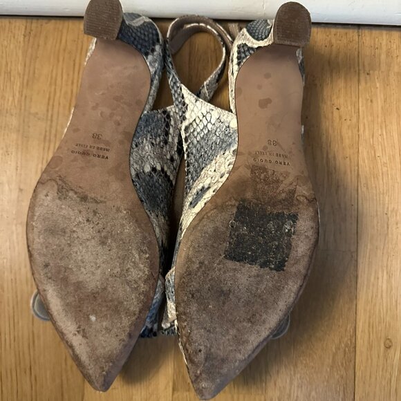 Ramona Snakeskin Slingback Shoes (Size 38, Made in Italy)  Blue/Grey/White - Picture 5 of 5